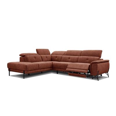 5-Sitzer Ecksofa mit Relaxfunktion in Stoff, ziegelrot