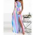 Femme robe longue Robe de bal robe soirée Robe Évasée Robe vert émeraude Elégant Soirée Romantique Vacances Soirée robe demoiselle d honneur Mince Floral Couleur monochrome Sans Manches Une Epaule