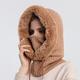 berretto di pelliccia invernale di alta qualità set maschera con cappuccio per le donne collo in cashmere lavorato a maglia caldo cappello da sci all'aperto cappello spesso peluche soffici berretti