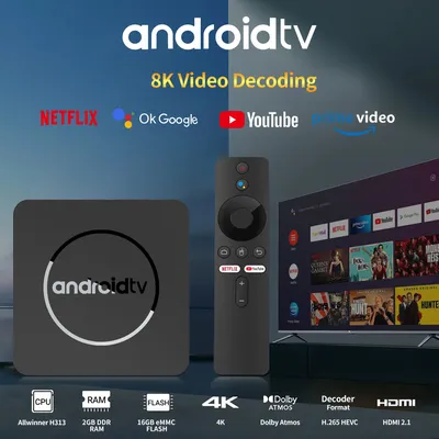 Global Version Smart TV Box Android13 AllwinnerH313 Google Assistant 2GB16GB 5G Wifi Bluetooth 4K