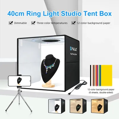 PULUZ 40cm Folding Portable Ring Light USB Photo Lighting Studio Shooting Tent Box with 6 x