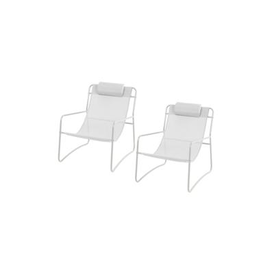 SVITA SVEIO 2er Set Outdoor Relaxsessel Gartenstuhl mit Kissen Liegestuhl Weiß