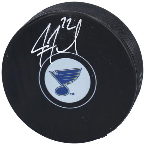 Autogramm-Hockeypuck von Justin Faulk, St. Louis Blues