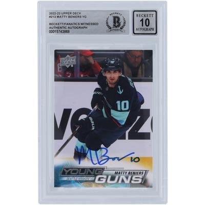 Matty Beniers Seattle Kraken signiert 2022-23 Upper Deck Serie 1 Young Guns #213 Beckett Fanatics bezeugt authentifiziert 10 Rookie-Karte Image