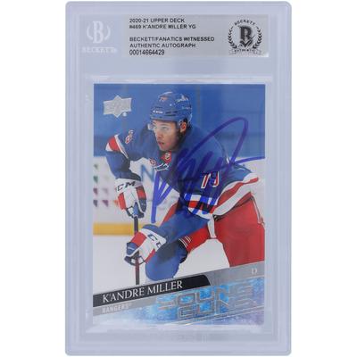 K'Andre Miller New York Rangers signierte 2020-21 Upper Deck Young Guns #469 Beckett Fanatics bezeugte authentifizierte Rookie-Karte Image