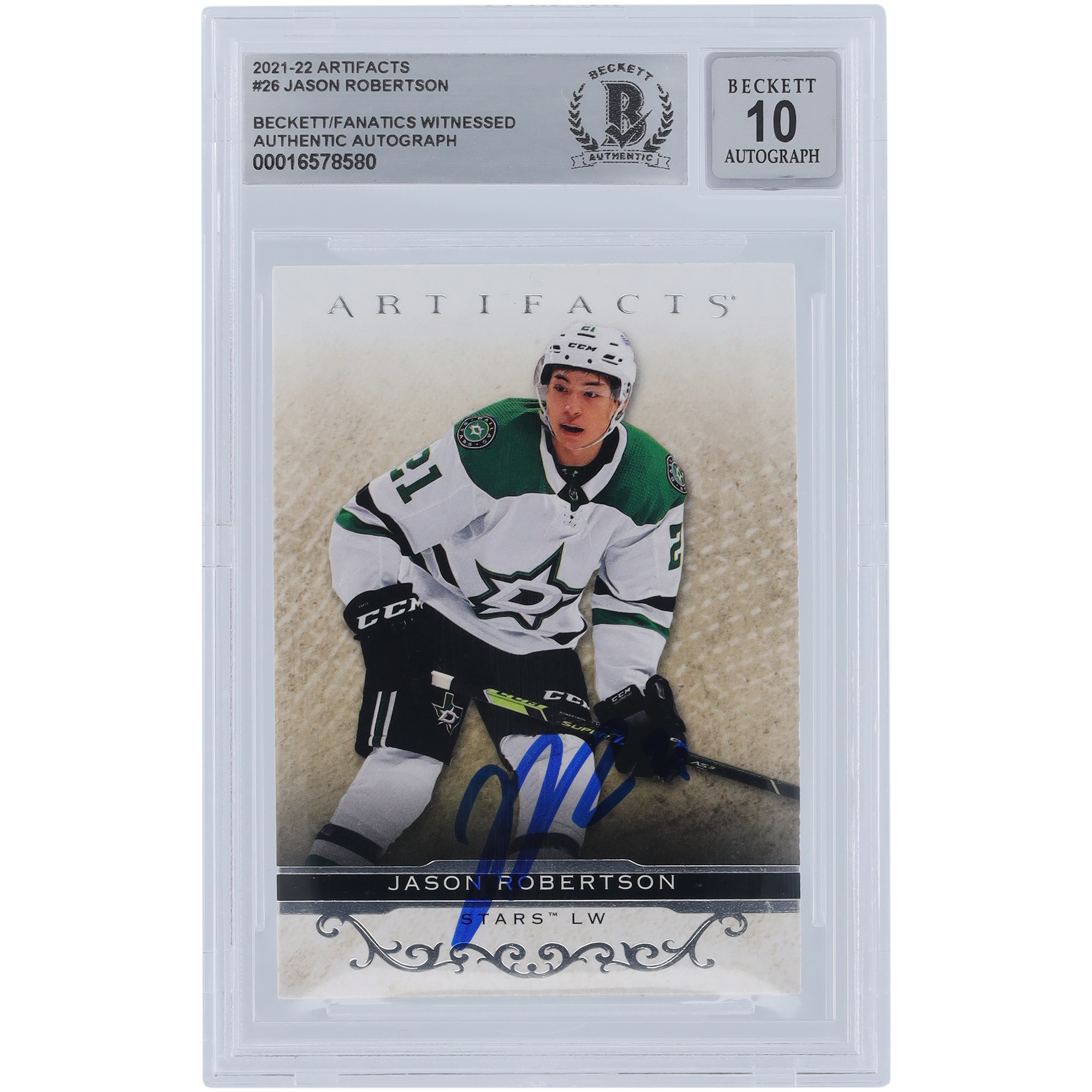 Jason Robertson Dallas Stars signiert 2021-22 Upper Deck Artifacts #26 Beckett Fanatics Zeuge authentifizierte 10er Karte Image