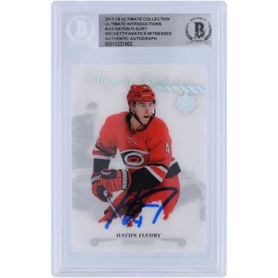 Haydn Fleury Carolina Hurricanes signierte 2017-18 Upper Deck Ultimate Collection Ultimate Introductions #UI-3 Beckett Fanatics bezeugte authentifizierte Rookie-Karte Image