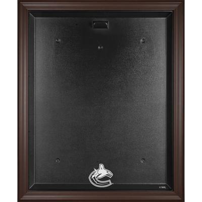 Braune Vitrine mit Logo-Rahmen für Vancouver Canucks-Trikots Image