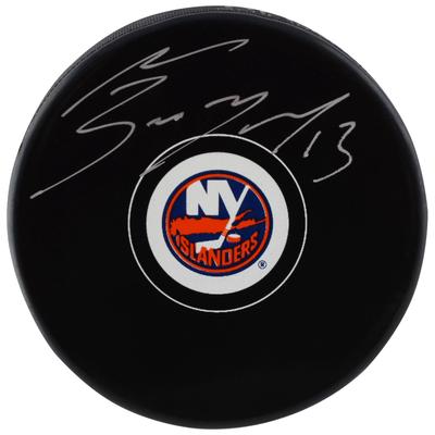 Mathew Barzal New York Islanders signierter Hockey-Puck Image