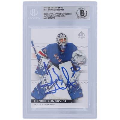 Henrik Lundqvist New York Rangers signierte 2019-20 Upper Deck SP Authentic #33 Beckett Fanatics bezeugte authentifizierte Karte Image