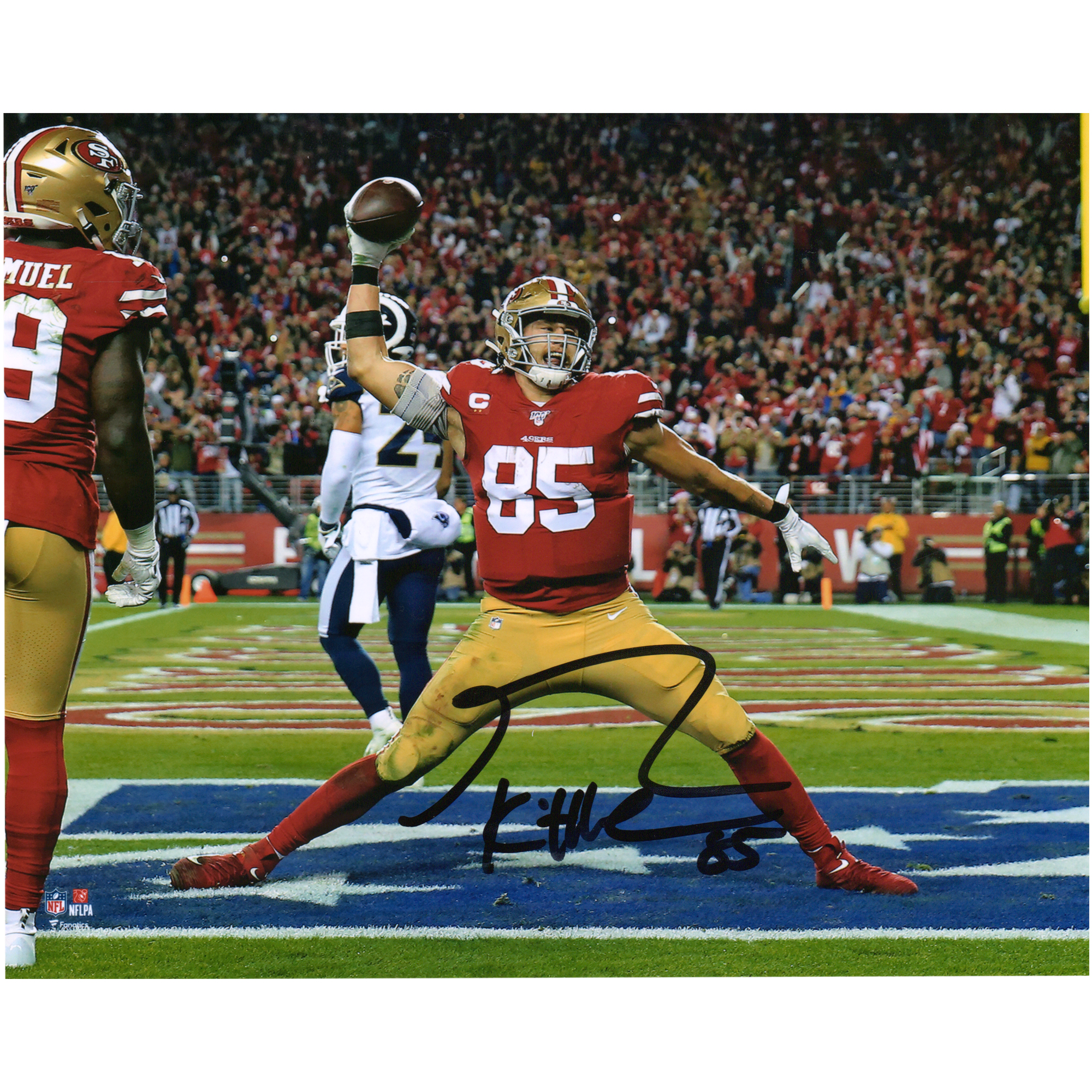 Signiertes 20 x 25 cm großes Touchdown-Spike-Foto von George Kittle von den San Francisco 49ers Image