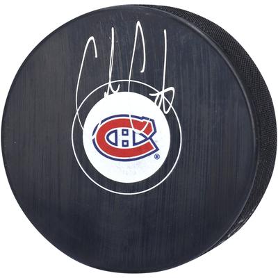 Cole Caufield Montreal Canadiens signierter Hockey-Puck mit Logo Image