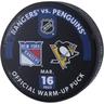 New York Rangers Practice-Used Puck Used During Warmups vs. Pittsburgh Penguins on March 16, 2023