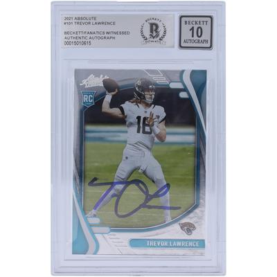Trevor Lawrence Jacksonville Jaguars signierte 2021 Panini Absolute #101 Beckett Fanatics bezeugte authentifizierte 10 Rookie-Karte Image