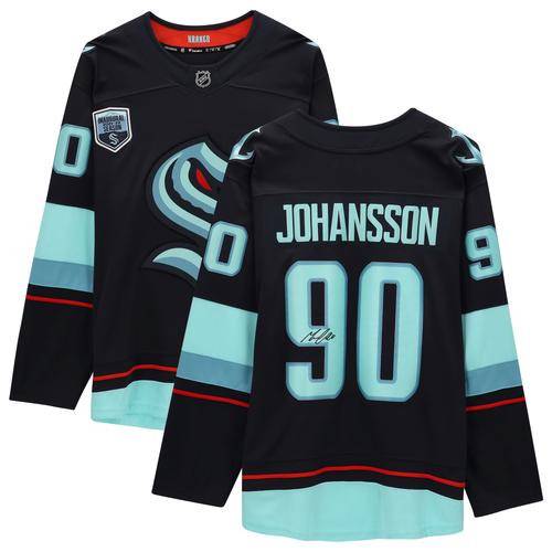 Von Marcus Johansson signiertes, tiefseeblaues Seattle Kraken-Fanatic-Breakaway-Trikot mit Aufnäher zur Eröffnungssaison