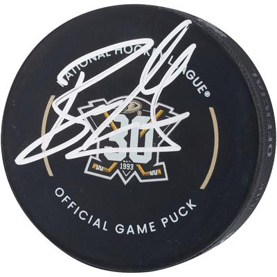 Autogramm von Ryan Getzlaf, Anaheim Ducks, offizieller Spielpuck zum 30. Jubiläum Image