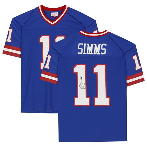 Phil Simms New York Giants signiertes Mitchell & Ness Royal Replica-Trikot