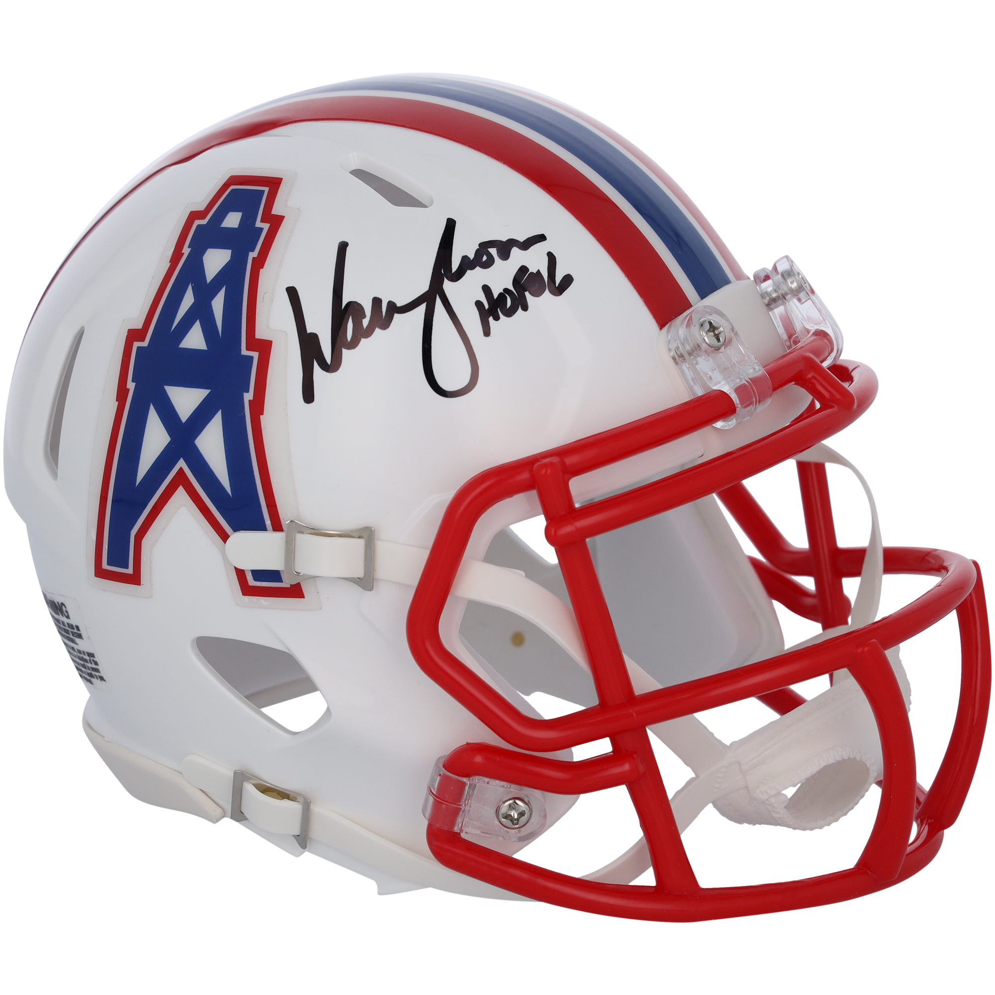 Warren Moon Houston Oilers signierter Speed-Mini-Helm 1981–98 mit „HOF 06“-Aufschrift Image