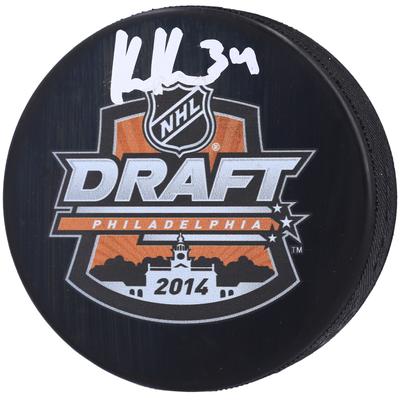 Kaapo Kahkonen San Jose Sharks signierter Hockeypuck mit Logo des NHL Draft 2014 Image