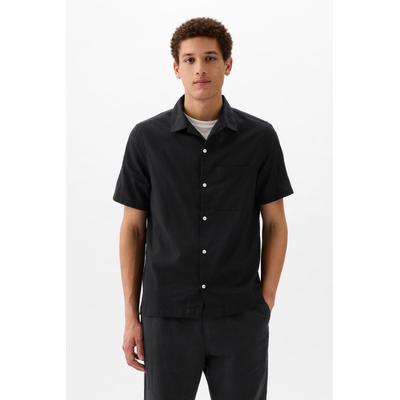 Gap Mens Black Short Sleeve Linen Cotton Shirt - Black