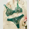 Set di biancheria intima da donna Sexy Kit reggiseno trasparente in pizzo attraente biancheria