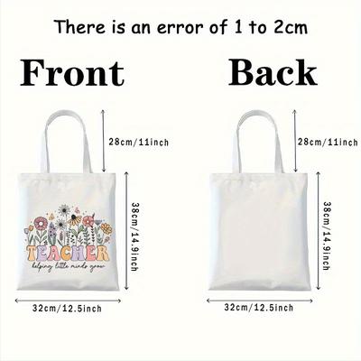 TEMU 1pc Cartoon Teacher Letter Print (32*38cm)teacher Gift Bag, Teacher Tote Bag, Teacher Appreciation, Teacher Thank You, Canvas Tote, Teacher Retirement Image