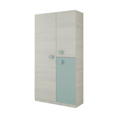 Kleiderschrank 3 Türen Holzeffekt grau, aquagrün 210x52 cm