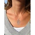collana da donna 1pc collana lunga in lega di metallo con pendente a foglia chic collane di gioielli a forma di foglia a forma di foglia (oro argento, taglia unica)