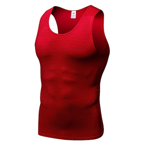 Per uomo Tinta unita Canotta da palestra Canotta da allenamento Canotta a compressione Sportivo Spandex Asciugatura Rapida Morbido Traspirante Corsa Jogging Allenamento Bodybuilding Fitness Rosso