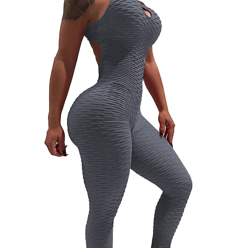 Per donna Tutina Set da allenamento Jacquard Arricciato sul sedere Body Pagliaccetto Completo Abbigliamento Estate Primavera Autunno Nero Bianco Spandex Allenamento in Palestra Corsa Fitness
