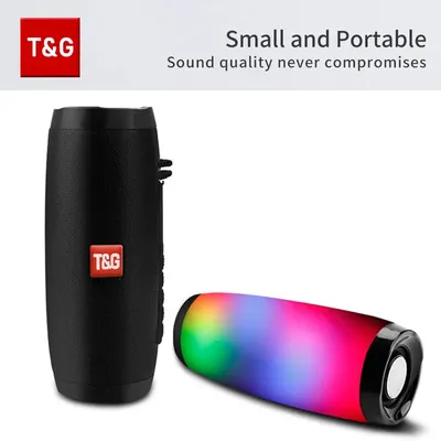Bluetooth Speaker TG157 LED Flashing Soundbar Portable Outdoor Indoor Subwoofer Loudspeaker Support