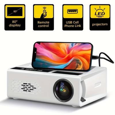 TEMU Min Projector Support 1080p Projector Same Screen 200ansi 1280*720p Home Theater Outdoor Portable