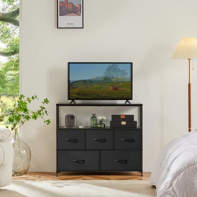 TEMU Tv Station, Suitable For Bedroom And Living Room, Tv Cabinet With 5 Fabric Drawers, Suitable For 40 45 Inch Tvs