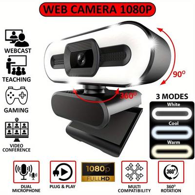 TEMU Hd 1080p Webcam With Microphone Full For Pc Desktop/laptop Auto Focus Web Camera