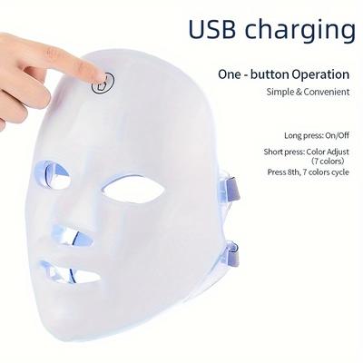 TEMU Rechargeable 7-color Led Face Mask Facial Care Tool