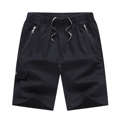 Herren Cargo-Shorts Shorts Wander-Shorts Elastischer Bund Mehrere Taschen Einfach tragbar Kurz Outdoor Täglich Campen und Wandern Mode Klassisch Schwarz Armeegrün Image