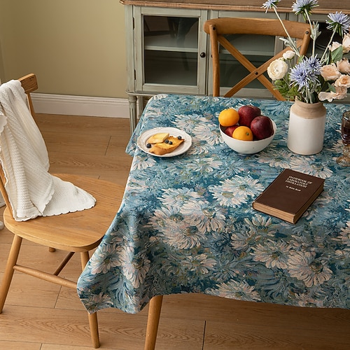 marokkanische Jacquard-Tischdecke, flecken- und knitterfrei, waschbare Polyester-Tischdecke, dekorative Stoff-Tischdecke für Esstisch, Buffet-Partys und Camping Image