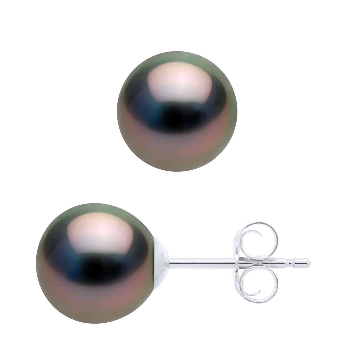 Ateliers Saint Germain Womens Earrings White Gold 375 - Real Cultured Tahiti Pearls Semi Round 7,5-8 mm - Silver - One Size