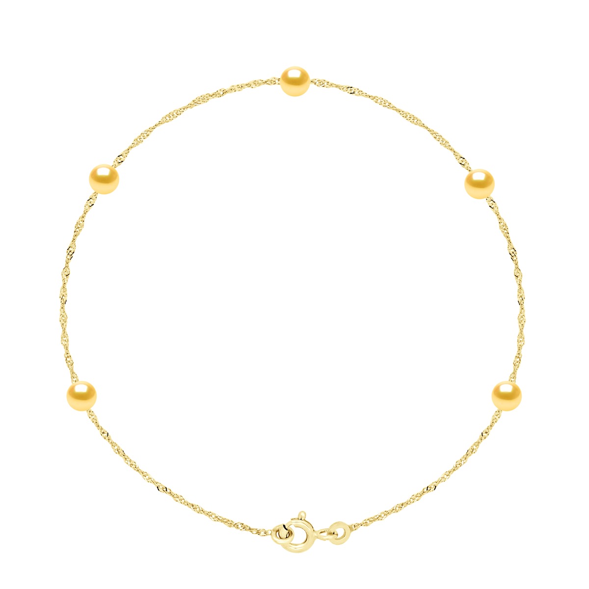 Ateliers Saint Germain Womens Bracelet - 5 Real Cultured Freshwater Pearls Round 4-5 mm - Gold - One Size