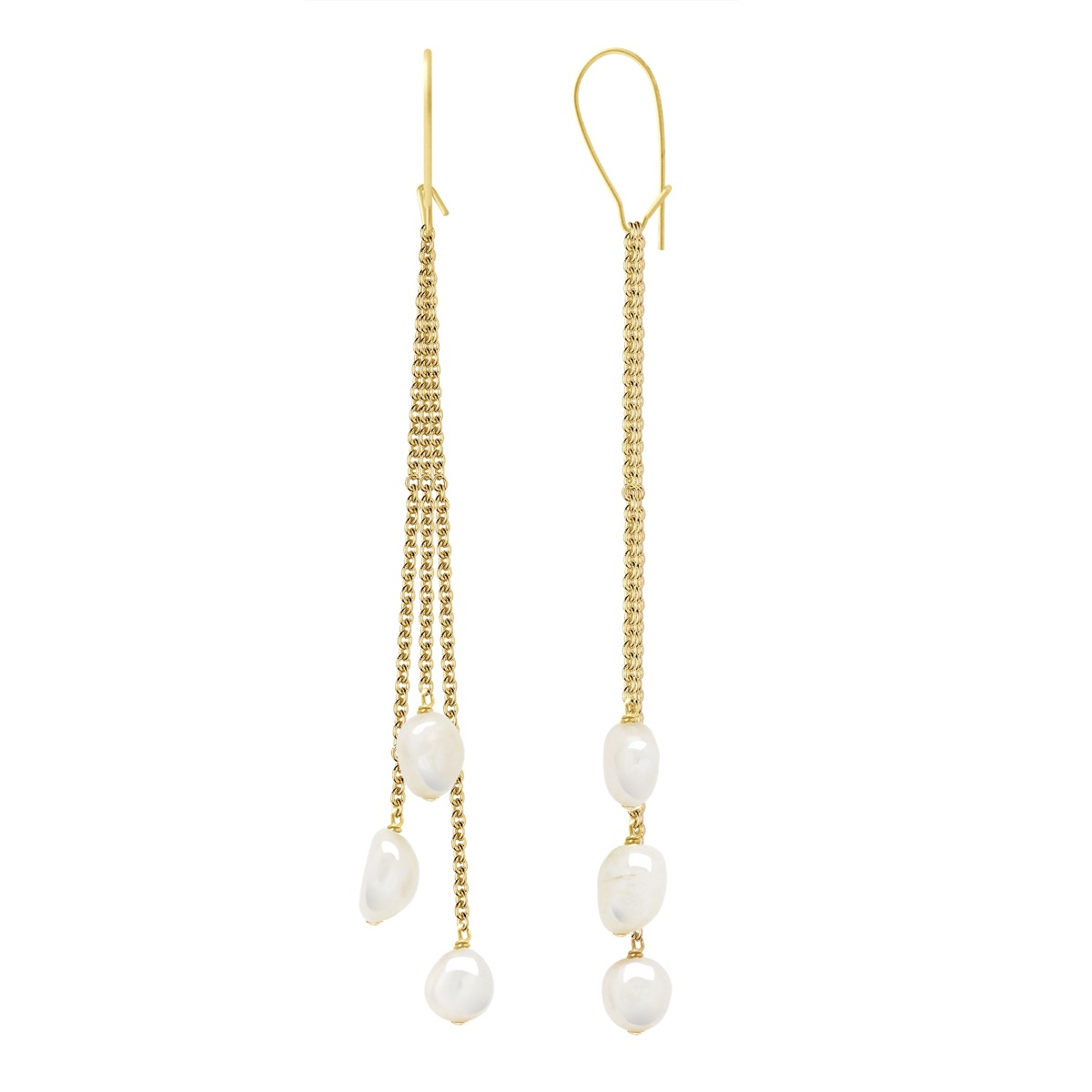 Ateliers Saint Germain Womens Earrings Real Cultured Freshwater Pearls Baroque 6-7 mm - Gold - One Size