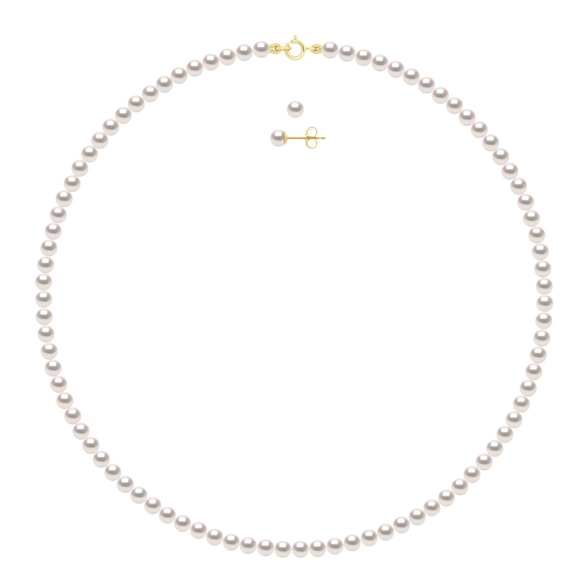 Ateliers Saint Germain Womens Set - Necklace Row of Real Cultured Pearls Akoya Japanese Certified Round 5-6 mm - White Gold - One Size