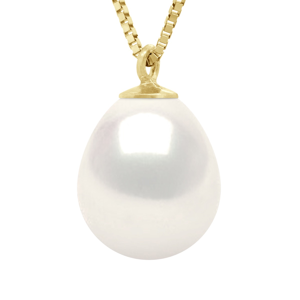 Ateliers Saint Germain Womens Necklace Real Cultured Freshwater Pearl Pear 9-10 mm - White Gold - One Size