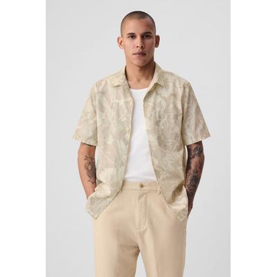 Gap Mens Beige Linen Cotton Short Sleeve Shirt - Beige