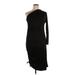 Fashion Nova Cocktail Dress - Midi One Shoulder Long Sleeve: Black Dresses - Women's Size 1X