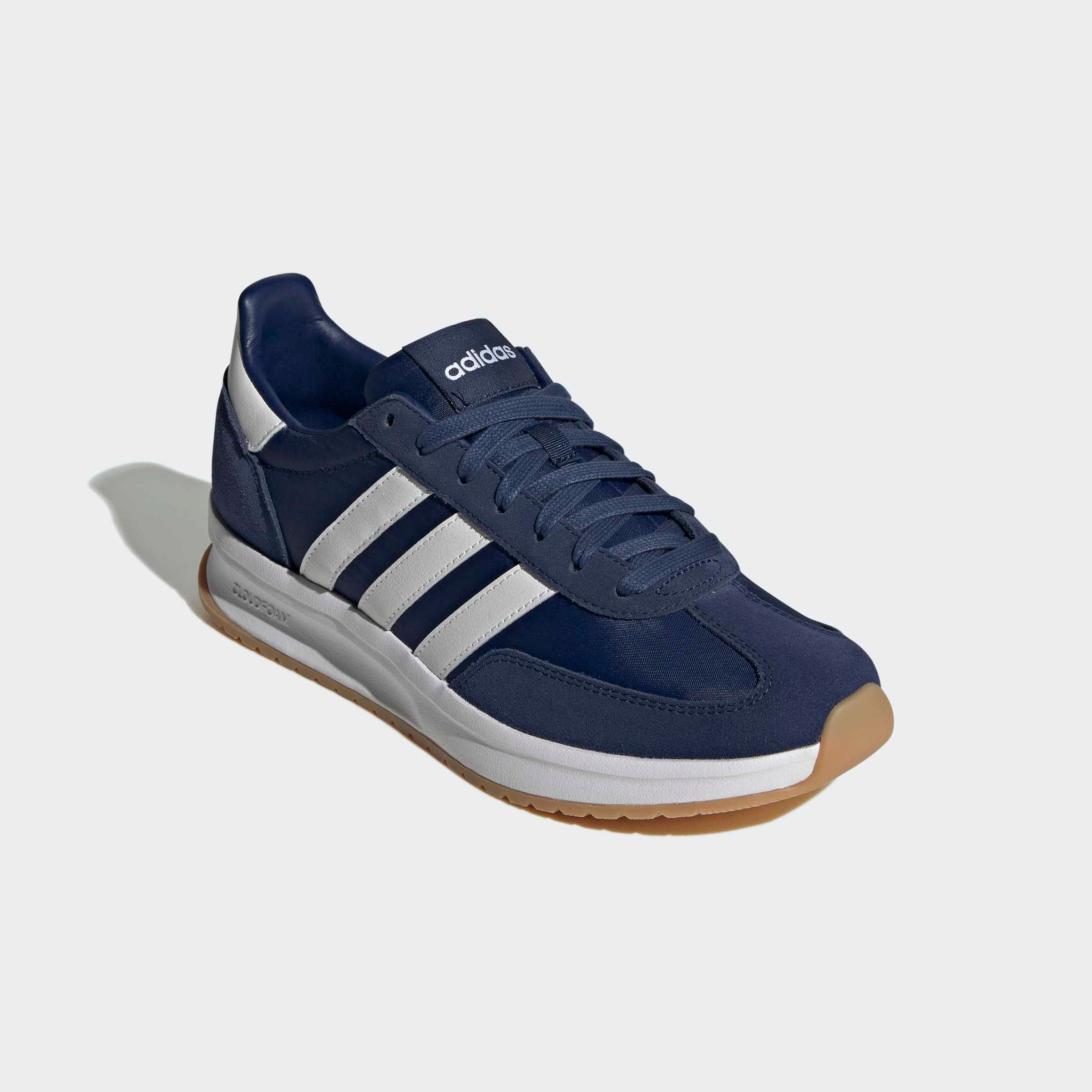 Sneaker ADIDAS SPORTSWEAR "RUN 70S 2.0", Herren, Gr. 47, blau (dunkelblau, cloud weiß, cloud weiß), Leder, Textil, Schuhe Sneaker, inspiriert vom Design des adidas SL72