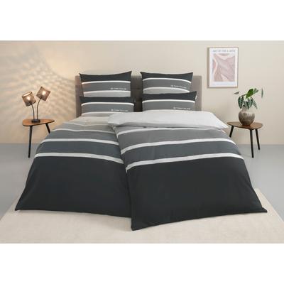 Bettwäsche TOM TAILOR HOME "Felix in Gr. 135x200 oder 155x220 cm", grau (anthrazit), B/L: 135cm x 200cm, , Renforcé, B/L: 80cm x 80cm, Renforcu00e9, Obermaterial: 100% Baumwolle, Bettwäsche, mit GRATIS-Zugabe: Gästehandtuch (100% Baumwolle), mit... Image
