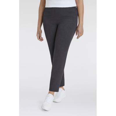 Schlupfhose KJBRAND "Schlupfhose Susie in Bi-Stretch, Kammgarnoptik", Damen, Gr. 54, N-Gr, grau (anthrazit), Web, Obermaterial: 63% Polyester, 35% Viskose, 2% Elasthan, feminin, Hosen, ideal für kräftige Oberschenkel Image