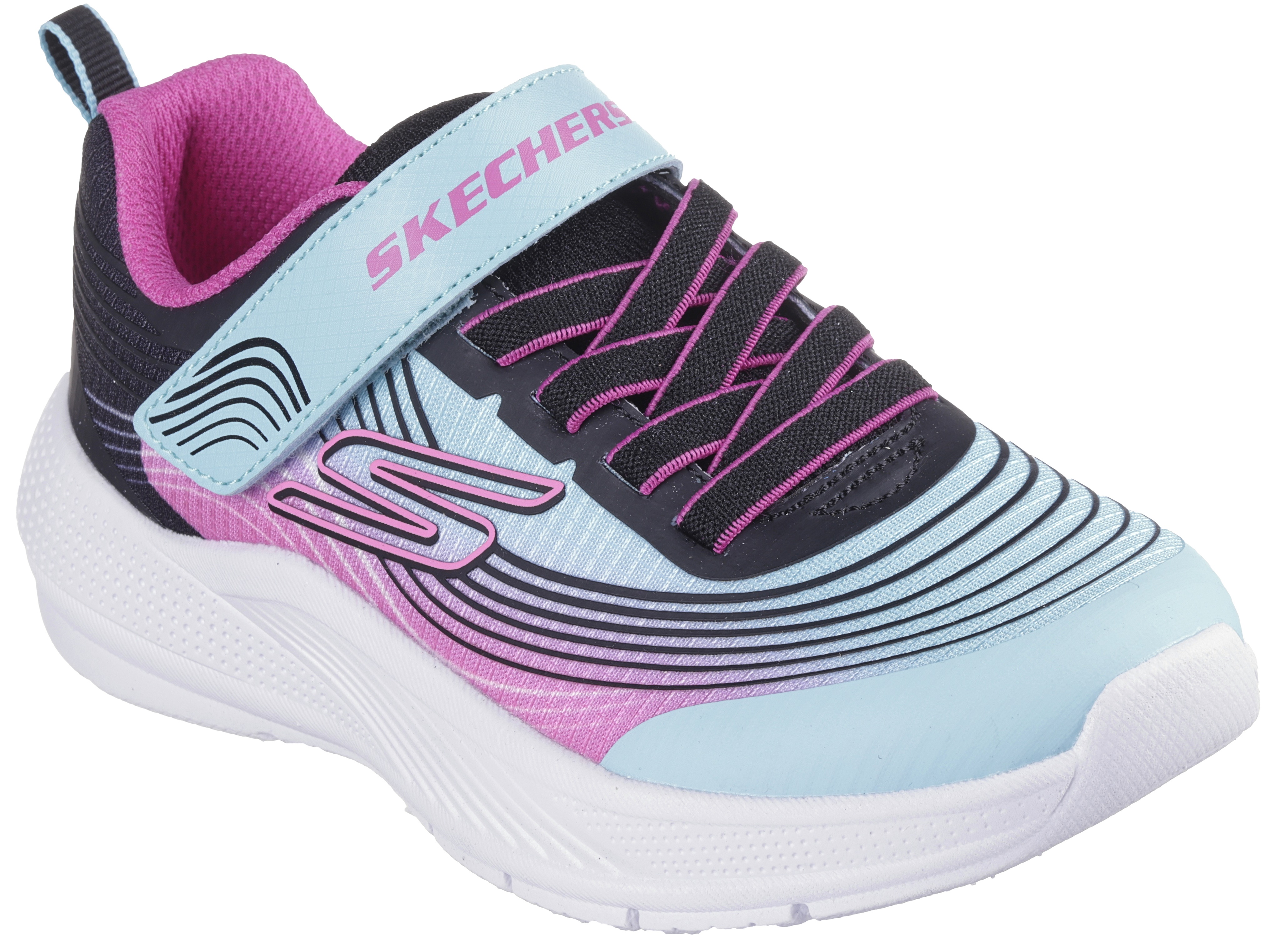 Sneaker SKECHERS "MICROSPEC ADVANCE", Mädchen, Gr. 35, blau (navy, multifarben), Synthetik, Textil, Schuhe Sneaker, Klettschuh, Freizeitschuh mit Gummizug und Klettverschluss