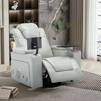 270° Swivel Power Recliner with Backrest, Tray Table, Phone Holder