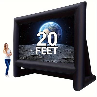 TEMU 20 Ft Outdoor Inflatable Projector Screen - Supports Front And Rear Projection - Includes Air Blower Storage Bag, Up Blow Up Screen For Night, Theme Parties, Celebrations